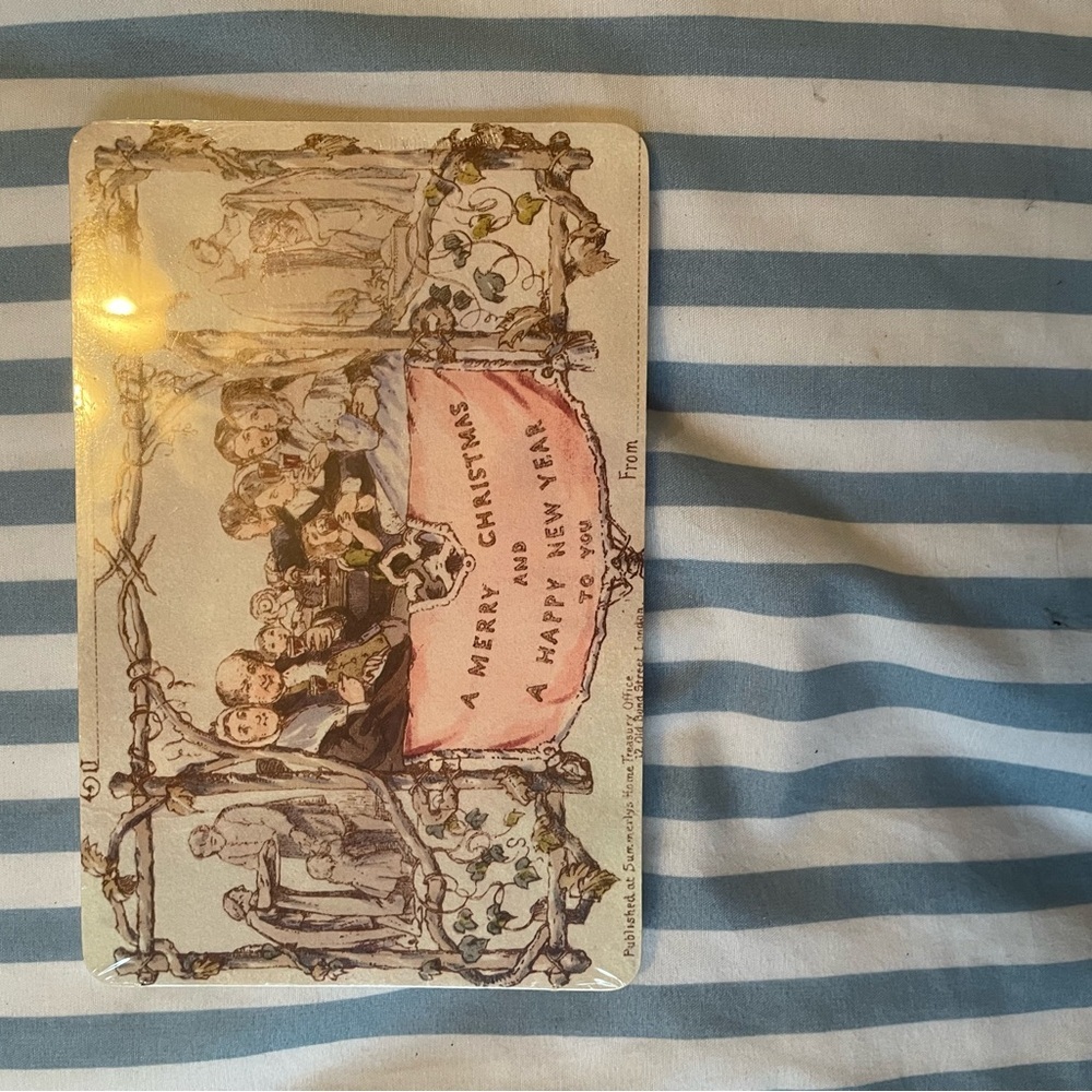 Hallmark Holiday Postcard Set - White and Gold vintage